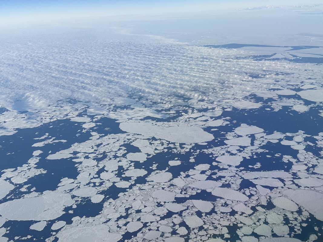an aerial view of ice floes