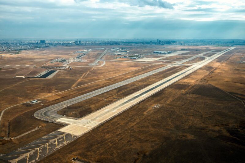 an aerial view of an airport