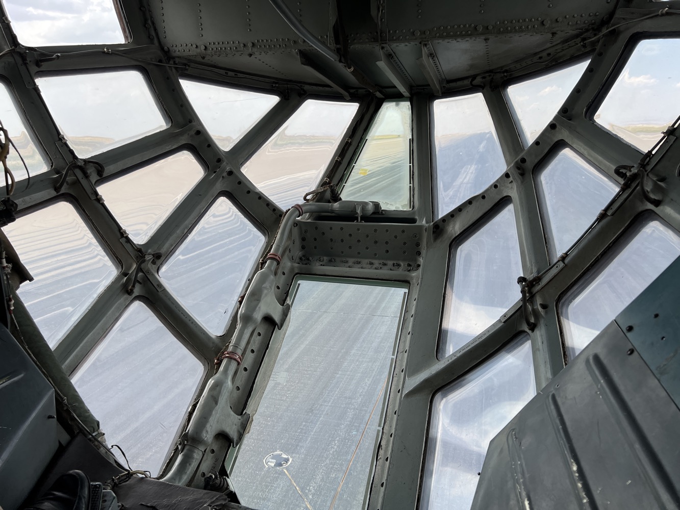 inside a cockpit of a plane