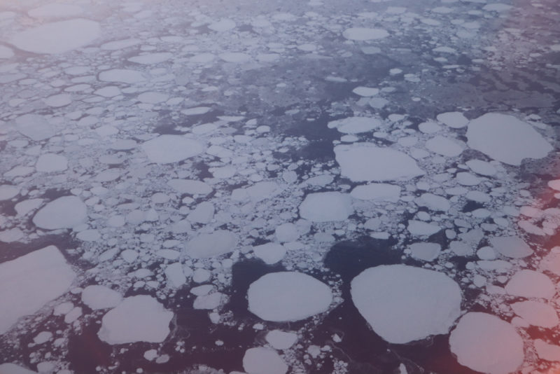 an aerial view of ice floes