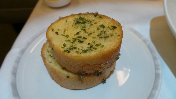 Singapore Airlines Business Class Dinner Garlic Bread
